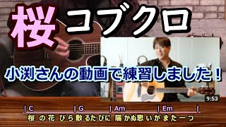 「桜」コブクロ ギター弾き語り cover（歌詞・コード・ハモリ付）小渕さんの動画で練習しました【卒業ソング】