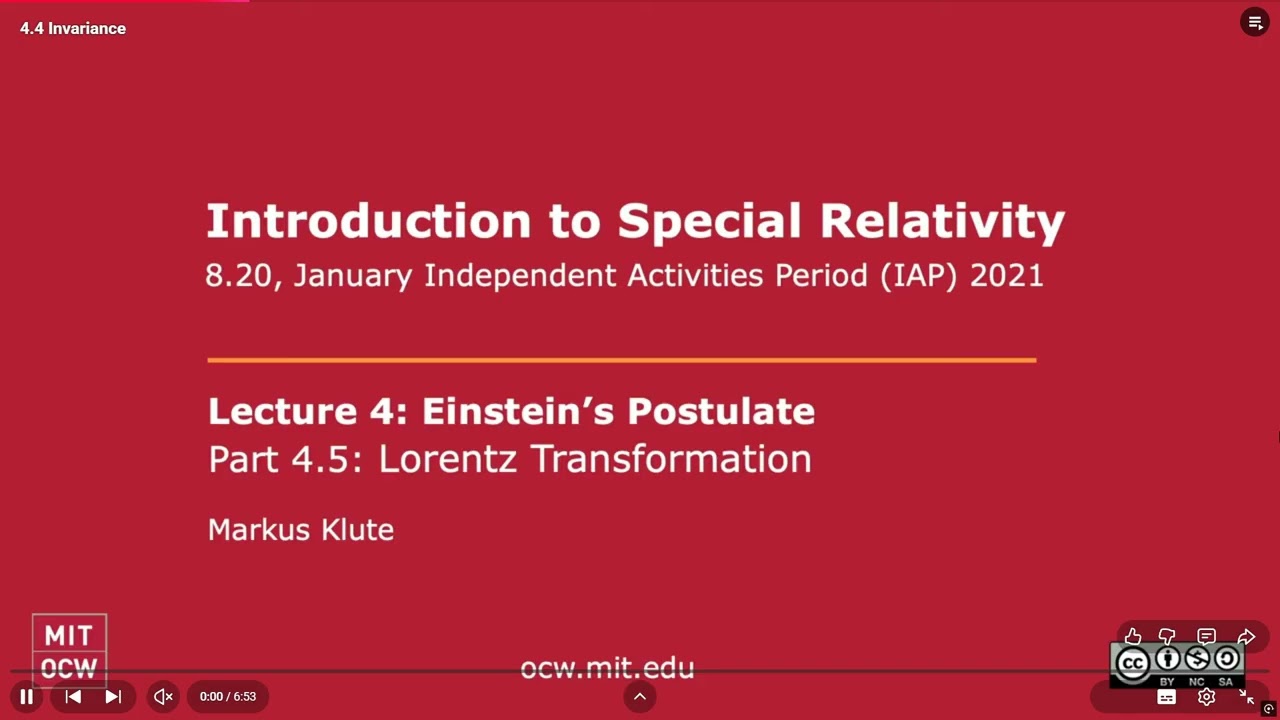 10. MIT opencourseware special relativity Complete