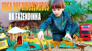 Fazendinha de brinquedo | Cavalo Caminhão de Boi Dinossauro | Fuga dos dinossauros | Toy Farm Horse