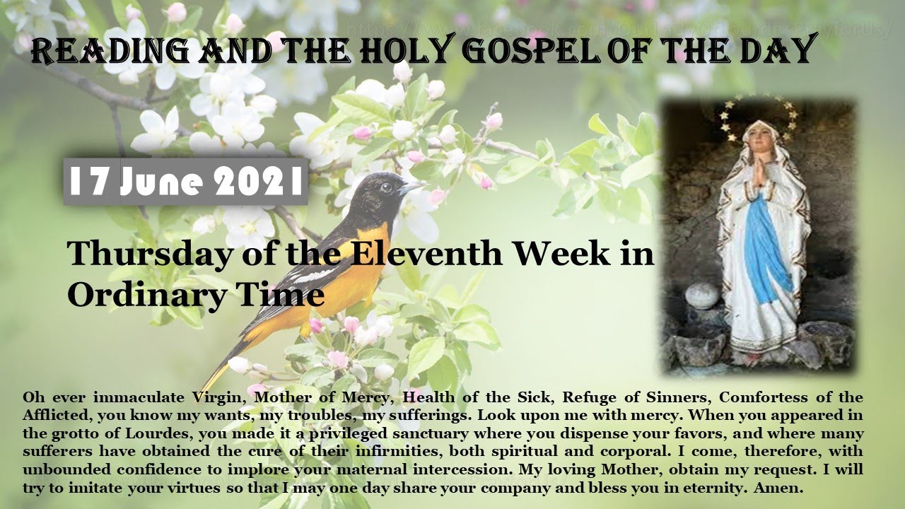 Thursday of the Eleventh Week in Ordinary Time 17 June 2021 Reading ...