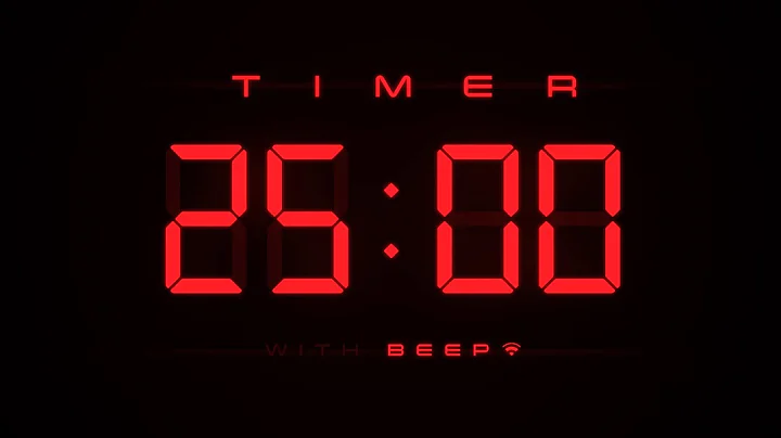 25 Minute Countdown Timer ⏱ Digital RED Clock with Alerts ⭕️
