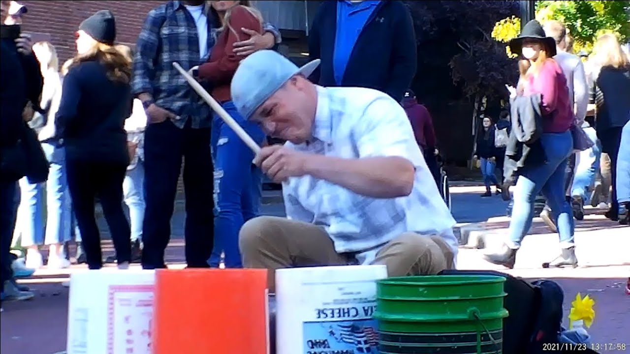 Josh on buckets 4K Amazing Street performer in Salem MA YouTube