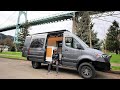 4x4 Sprinter VAN TOUR | Overland Van Project&#39;s Rainer Model - Murphy Bed/Outdoor Shower/Tall Storage