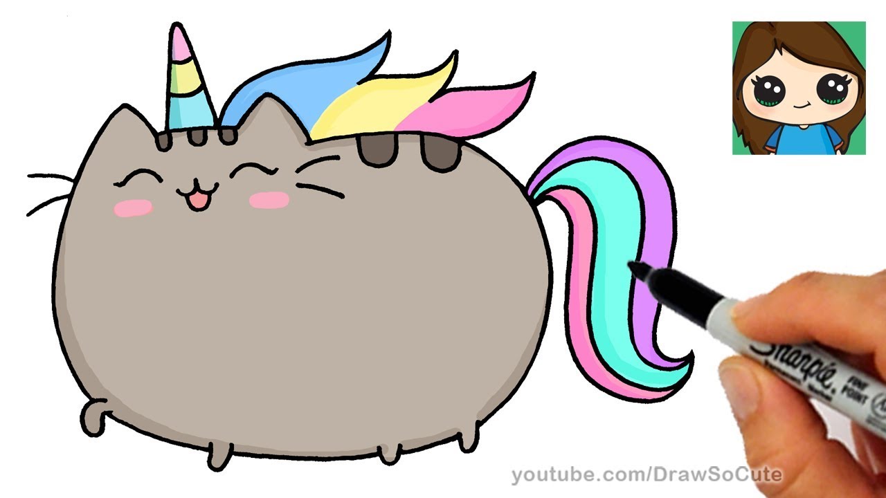 How to Draw  Pusheen Unicorn  Easy YouTube