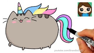 unicorn pusheen draw easy drawing clipart mermaid simple cat step drawings cartoon diy