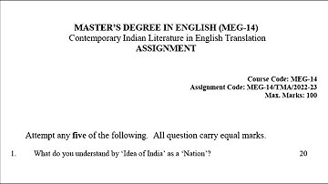 MEG 14 IGNOU SOLVED ASSIGNMENT 2022-2023 | CONTEMPORARY INDIAN LITERATURE IN ENGLISH TRANSLATION