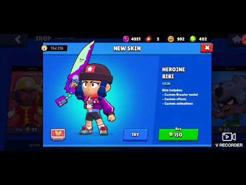 Buying Heroine Bibi Skin Brawl Star Gameplay Youtube - heroine bibi brawl stars skin