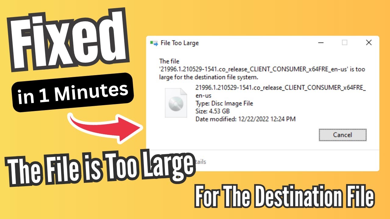 Destination File System The File is Too Large For The Destination File System FIX - Step by ...