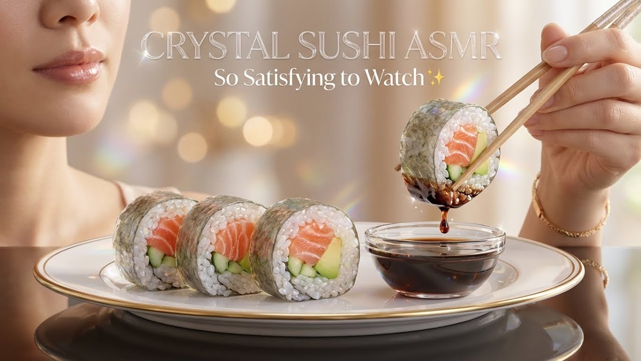 Crystal Sushi Roll Making & Eating 🍣 Calm Glassy Food Sounds