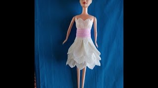 Make a wedding dress for Barbie | Làm váy cưới bằng giấy cho búp bê Barbie