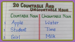 Examples of Countable and Uncountable Noun | 20 Examples | English Grammar Countable