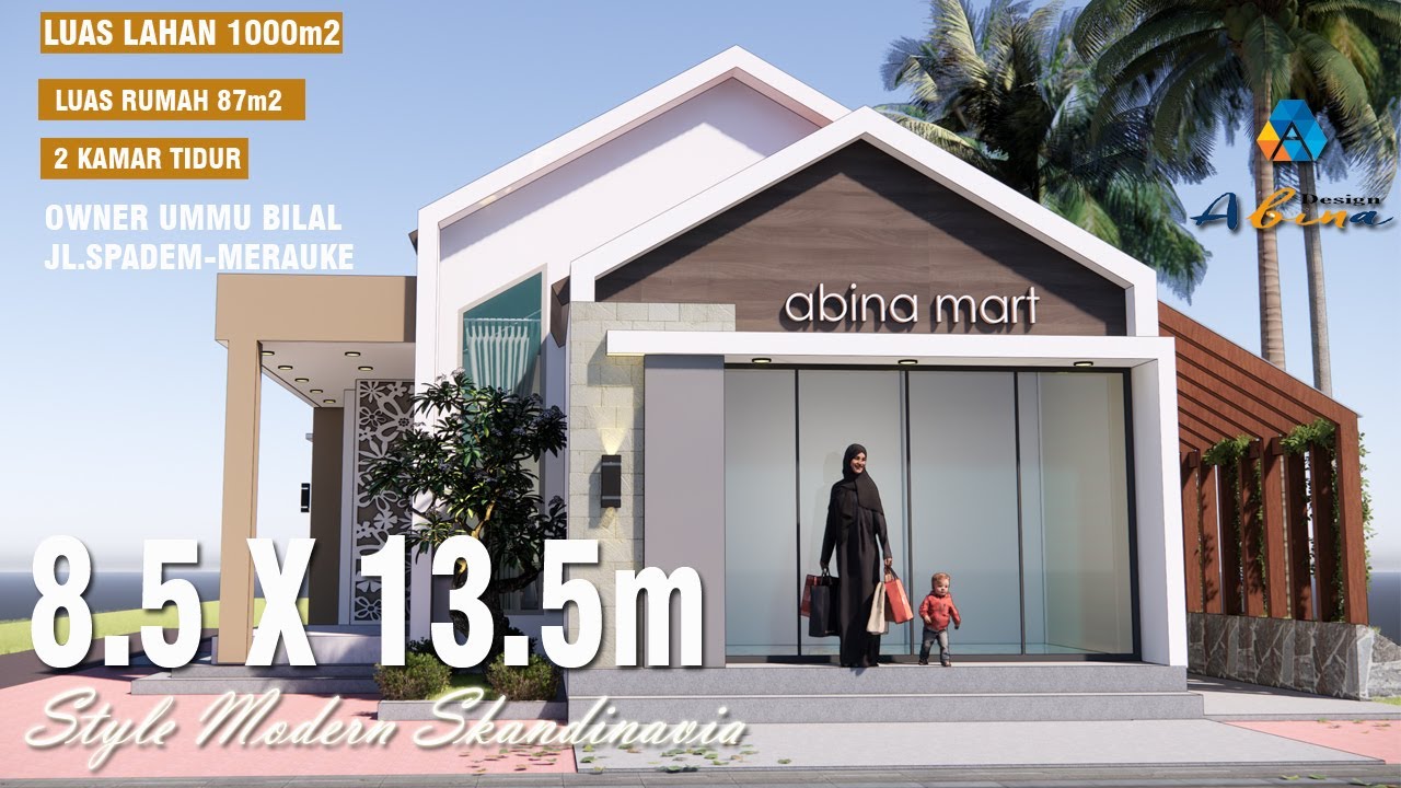 Desain Rumah 8.5 x13 | Style Scandinavia | Ruko Minimalis - YouTube