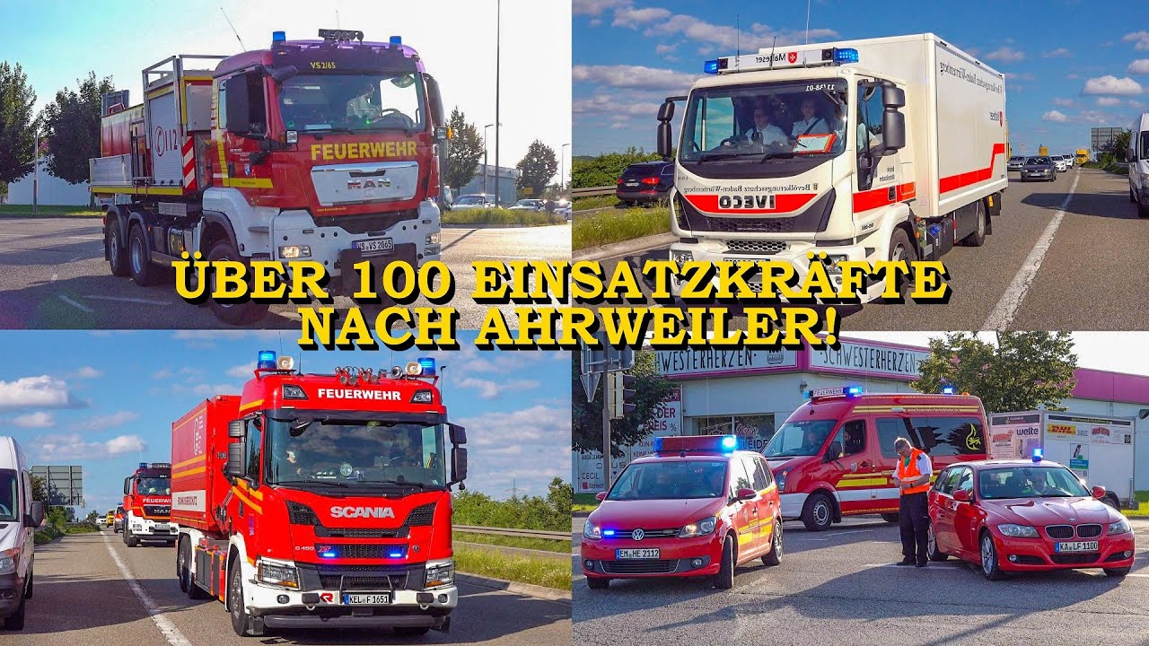 [XXXL-FEUERWEHR-ZUG] - Mit 100 Einsatzkräften + Blaulicht zur Flutkatastrophe nach Rheinland-Pfalz -