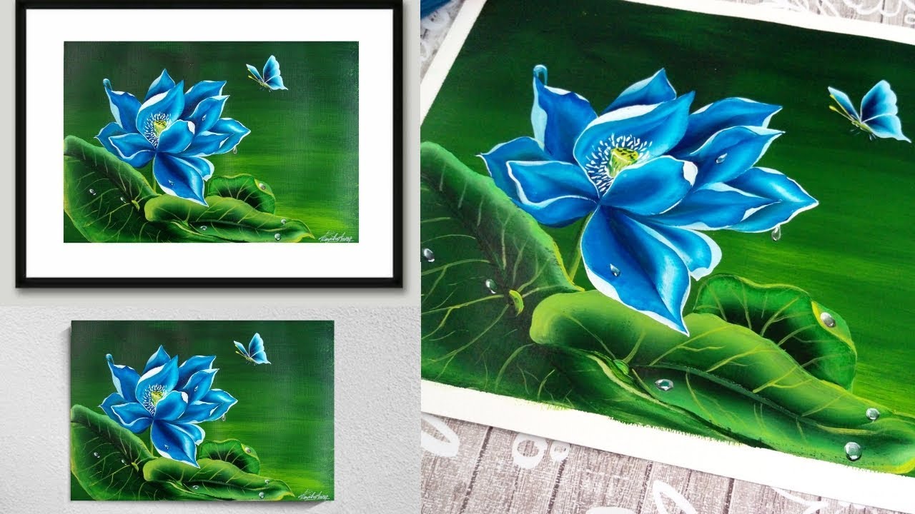 Acrylic Painting Demonstration Lotus Flower - Cool Acrylic Painting - Easy and Satisfying - Day #3