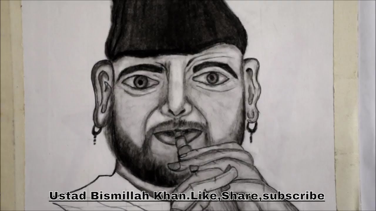 Mohit  Ustad Bismillah Khan  pencil sketch in my  Facebook