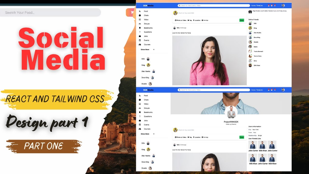 How To Build A Facebook Clone App Using React JS & Tailwind css| MERN stack Projects for Beginners |