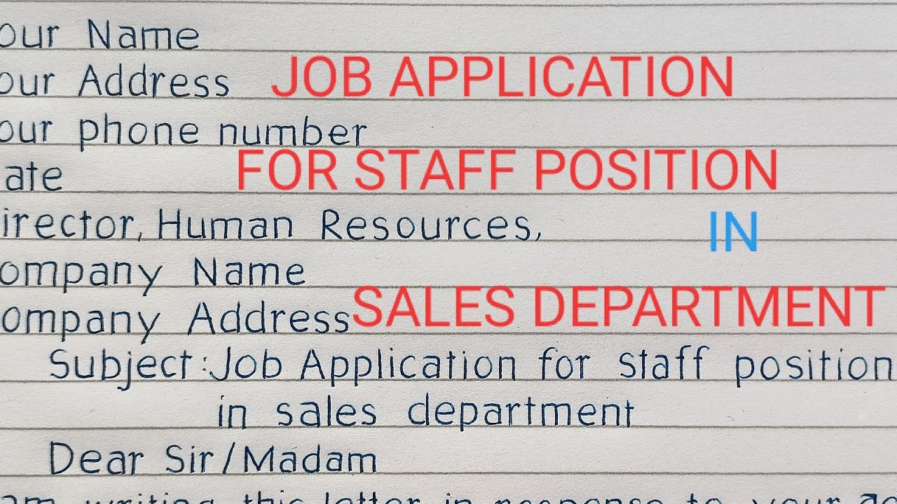 application letter for the position of sales girl