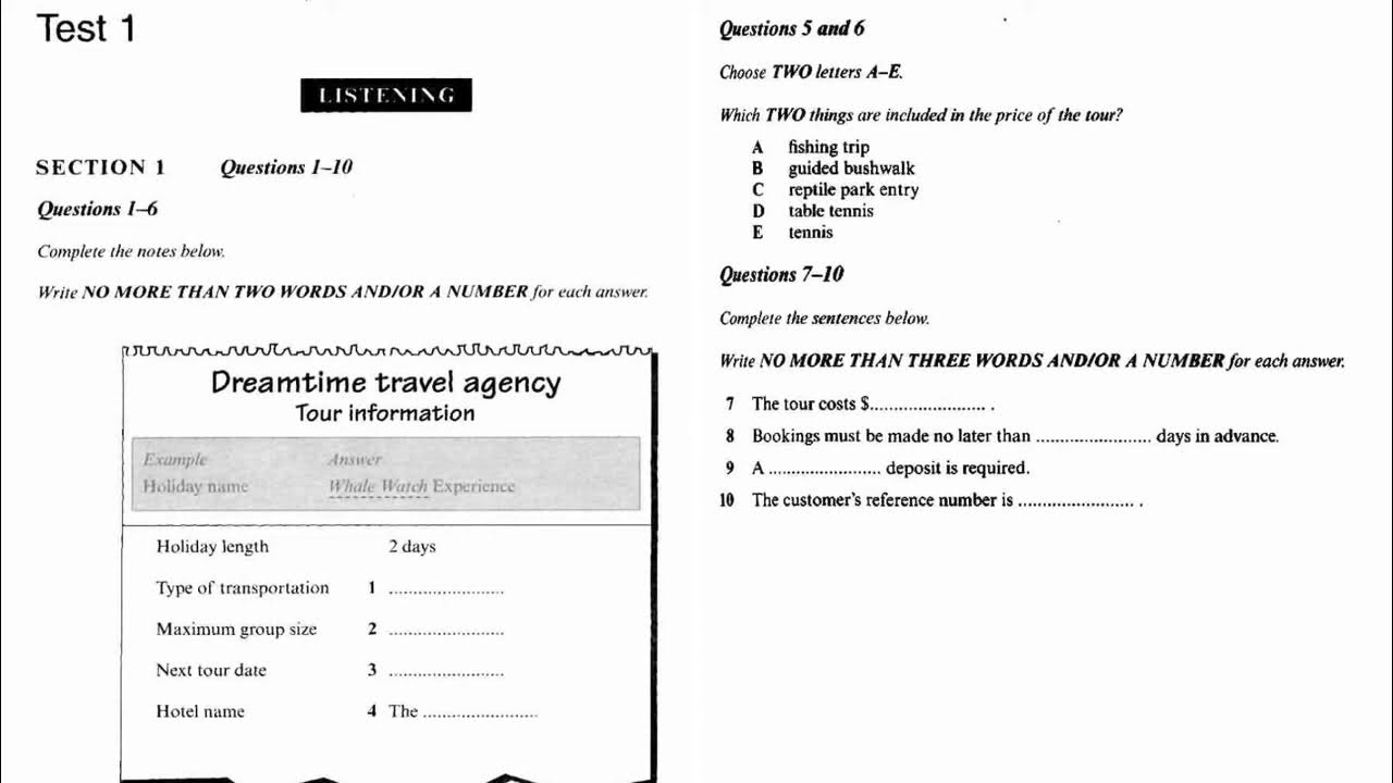 dreamtime travel agency ielts answers