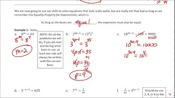 1.3 Solving Exponential Equations