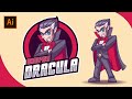 create dracula character logo - speed art using adobe illustrator