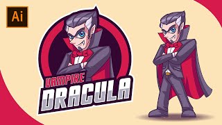 create dracula character logo - speed art using adobe illustrator