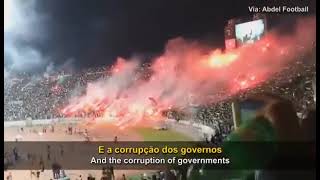 Torcida do clube de futebol marroquino Raja Casablanca, entoa hino de apoio a Palestina