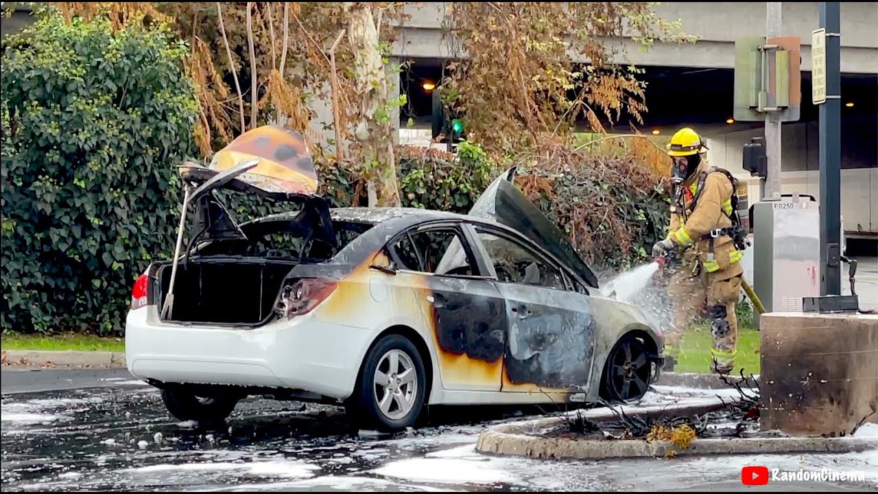 Car Caught On Fire, Firefighters In Action YouTube