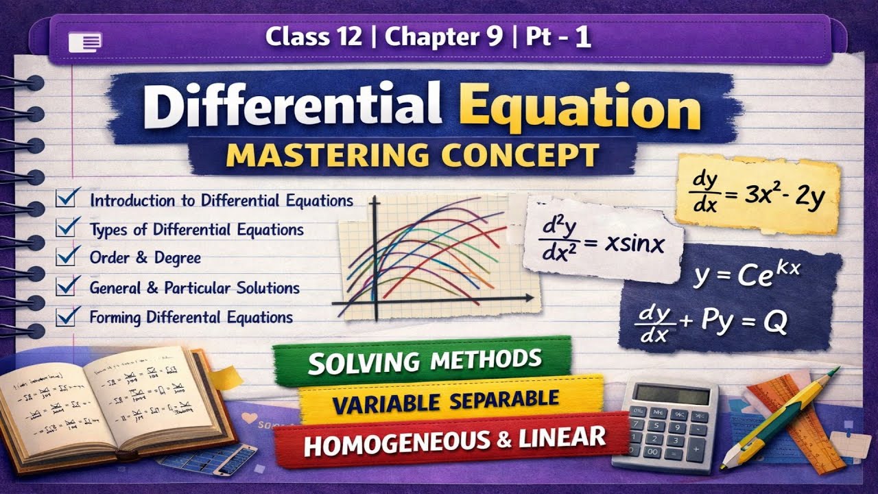 Class12| Chapter 9 | Pt - 1 | Differential Equation| MASTERING CONCEPT