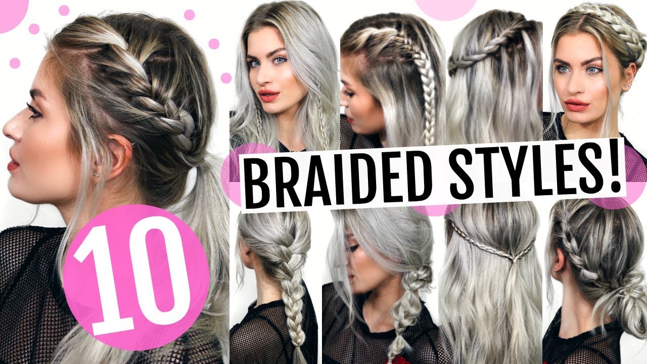 10 HEATLESS BRAIDED HAIRSTYLES! CUTE & EASY! | LYSSRYANN - YouTube