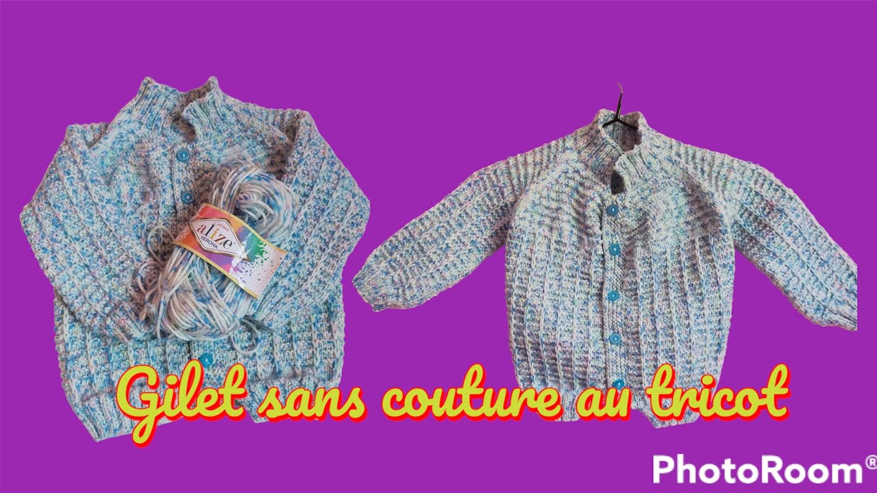 Gilet raglan top down au tricot 3-4-5 ans - veste raglan sans couture ...