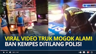 Viral Video Truk Mogok Alami Ban Kempes Ditilang Polisi di Jalan Tol