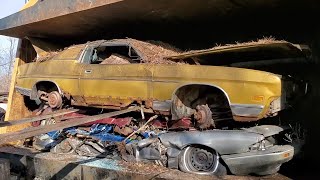 Car Crusher Crushing Cars 73 1972 Ford ltd brougham