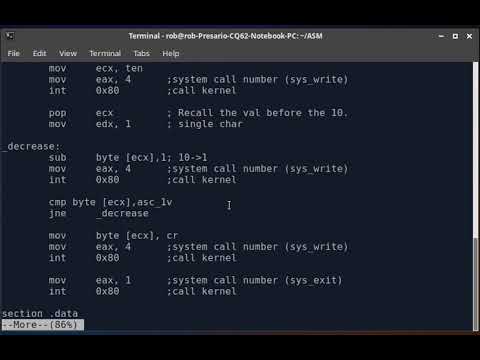 NASM Assembly/ Linux Program to count from 1 to 10, then back to 1.