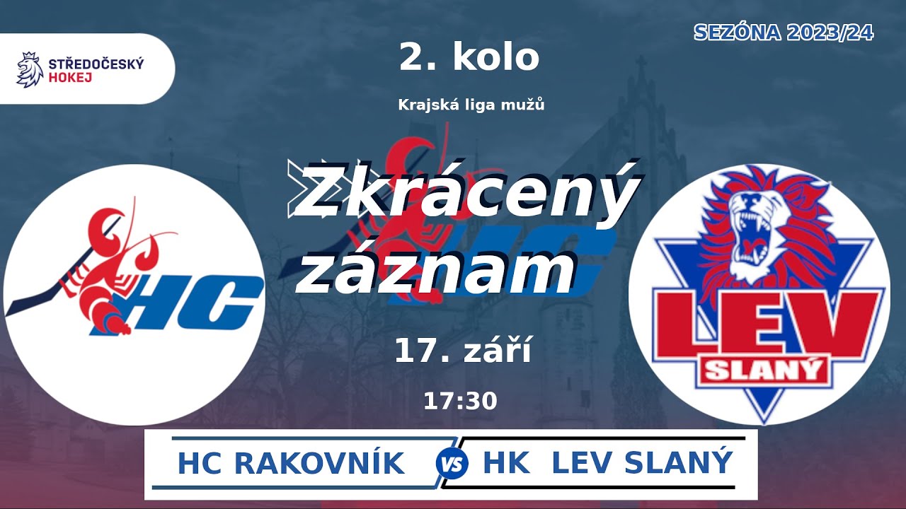 HC Rakovník vs. HK LEV Slaný  5:2 - 2.kolo KLM 17. září. 2023 - Zkrácený záznam.