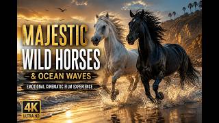Majestic Wild Horses & Ocean Waves | Emotional Cinematic Film Experience