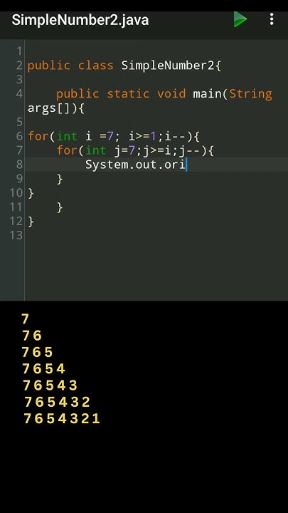 java programing - number Pyramid pattern 2' #javapattern #java #coding ...
