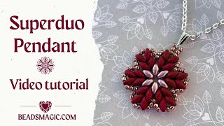 Superduo pendant tutorial. DIY pendant. Beaded pendant tutorial for bead begginers. Flower pendant.
