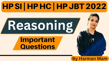 Important Questions | Reasoning | HP SI | HP HC | HP JBT 2022 | Reasoning Questions | HP studies