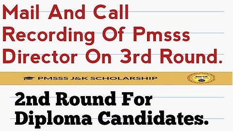 PMSSS/WILL 3RD ROUND HAPPEN OR NOT MAIL FROM AICTE DIRECTOR/ROUND 2ND RELEASED FOR DIPLOMA/South Boy