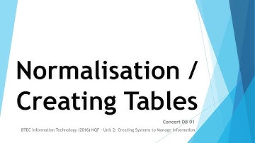 Unit 2 - ConcertDB - 01 - Normalisation / Creating Tables