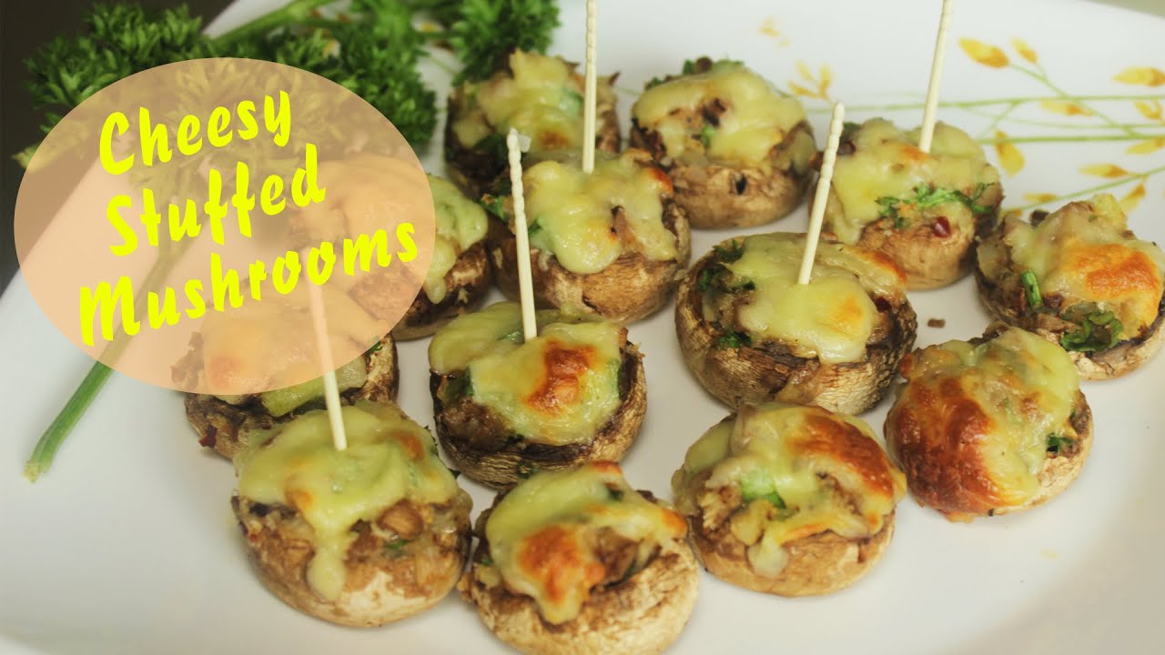 Cheesy Stuffed Mushrooms | Baked Mushroom Appetizer | Easy Party Starter Recipe | Kanak
