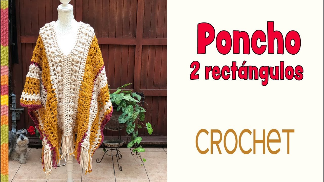 Poncho CHUNKY a en rectángulos lana y crochet / Tejiendo Perú - YouTube