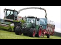 Fendt 610s, 108s, 309ci und Case Maxxum 5120 beim Gras Häckseln 2017