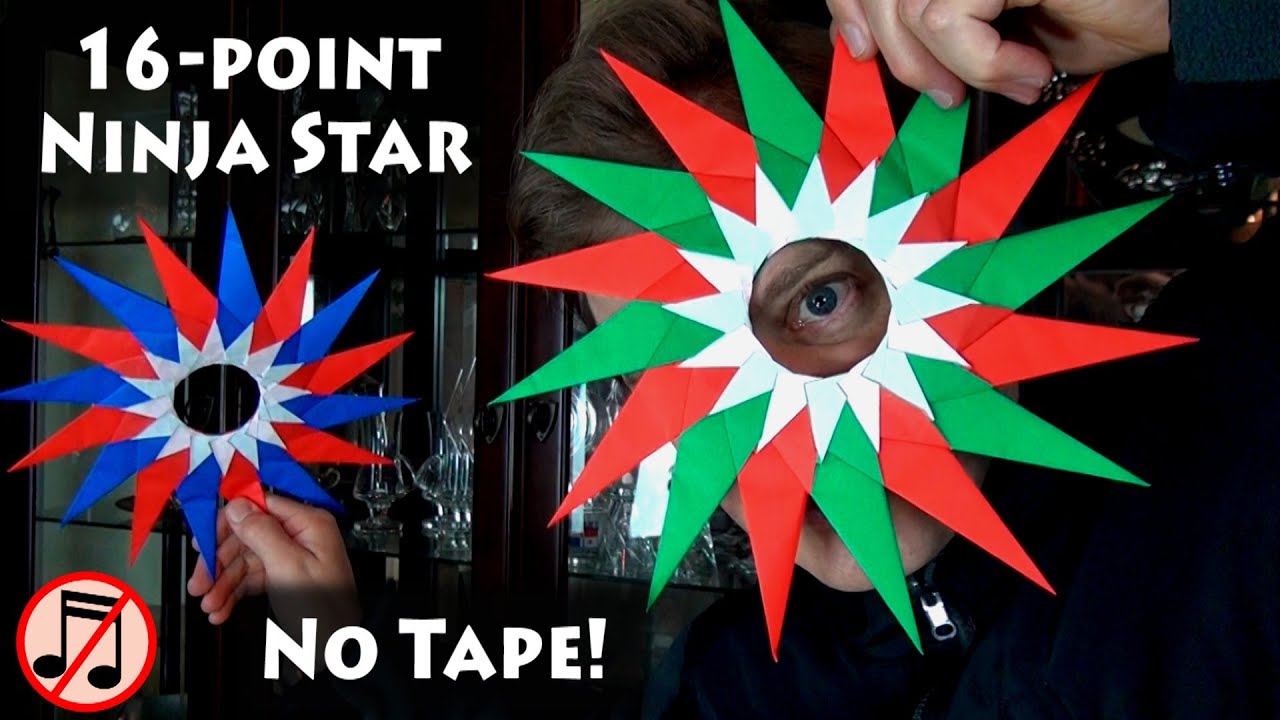 Origami 16Point Ninja Star No Tape (no music) YouTube