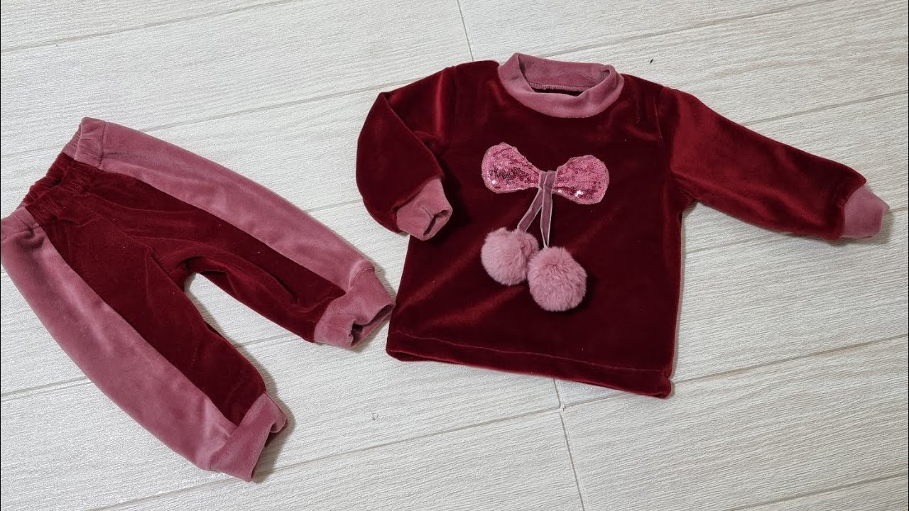 قص  خياطة بيجامه قذيفه ( قطيفه )بيبي عمر 6_9   اشهر