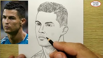 VERY EASY , How to draw cristiano ronaldo / cr7 , football player / learn drawing academy
