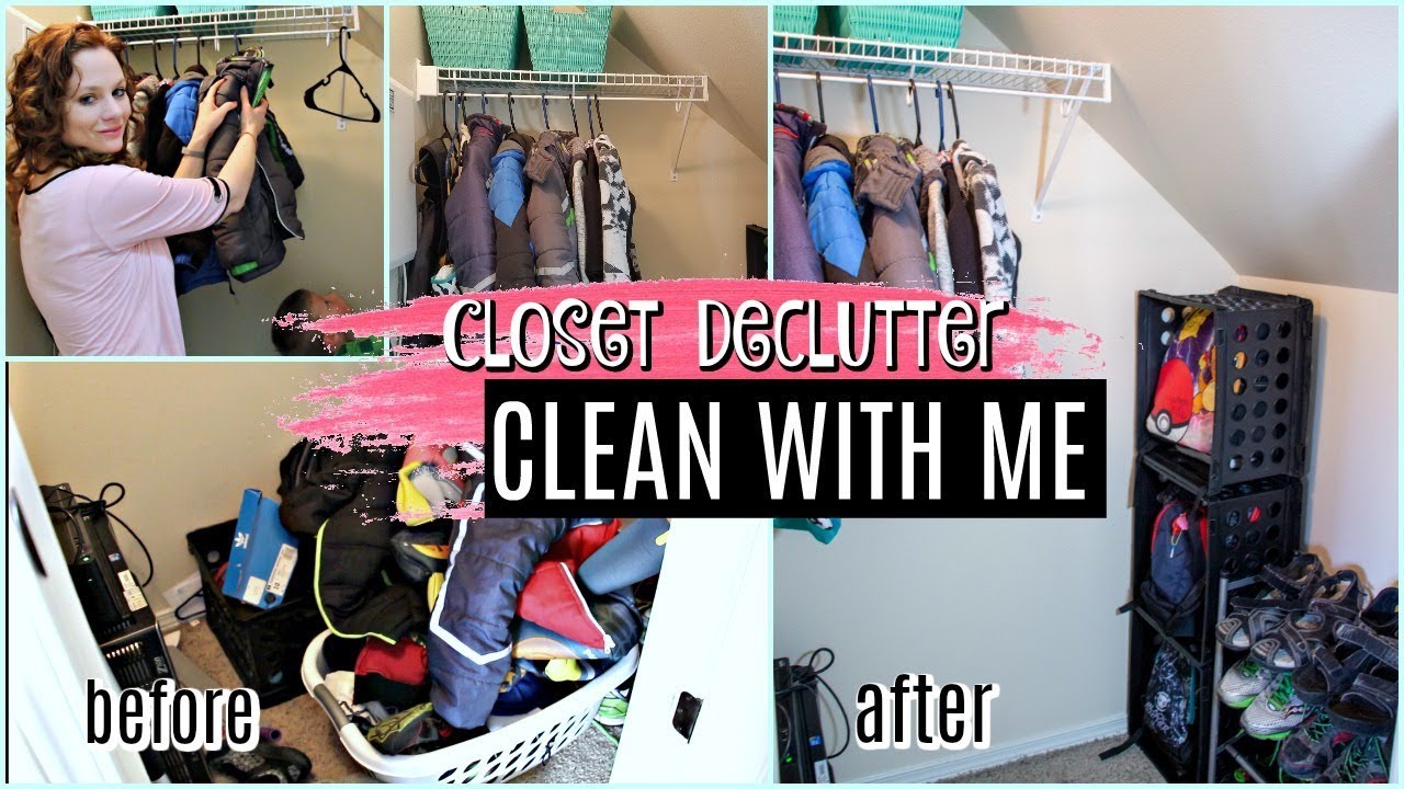 CLEAN WITH ME | DECLUTTER AND ORGANIZE CLOSET | Cleaning Motivation ...