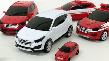 HelloCarbot Santafe 4 Cars Robot Transformation Car Toys 헬로카봇 산타페 에이스 레드 화이트 레스큐 마이크로 자동차 로봇 변신 동영상