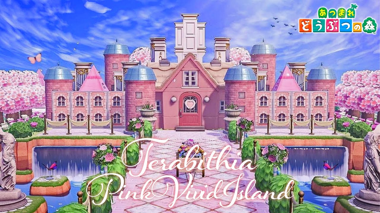 あつ森】マイデザや地形の魅せ方が新しいピンクブロッサムな島🌸【島