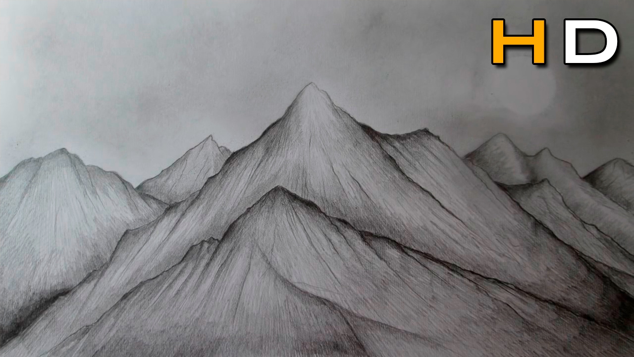 How to Draw Mountains With Pencil Step by Step - Drawing Landscape